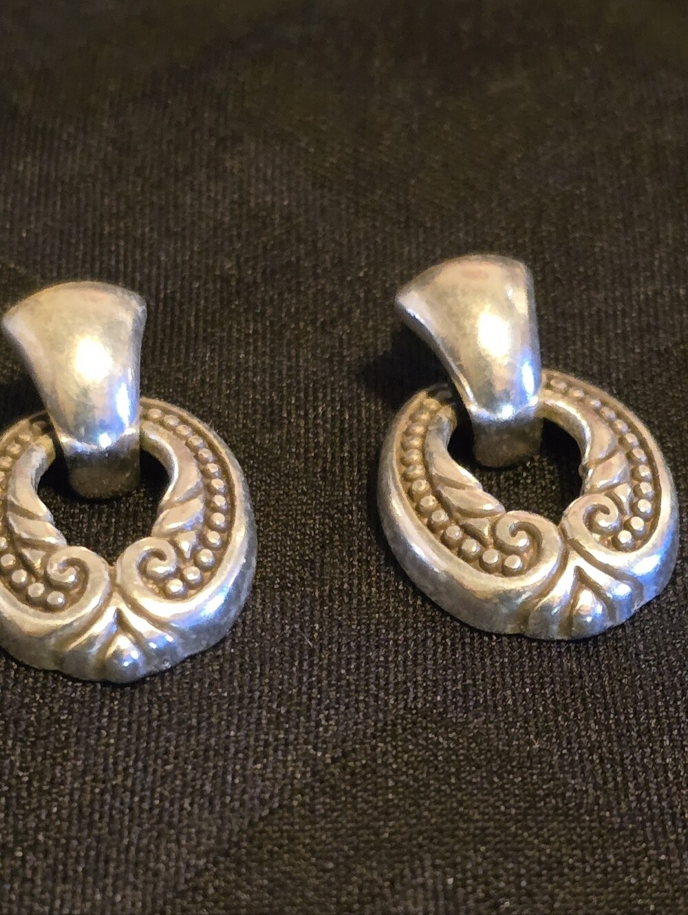 Ornate Sterling Silver Hoop Earrings